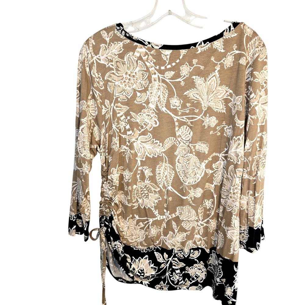 Rubyred Large Women's Top Brown Side tie Shirt Blouse Misses Size 12 14 - Picture 4 of 5
